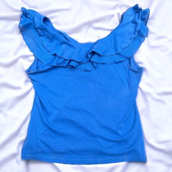 Royal blue 90s style ruffled tank - Picture 2 of 4